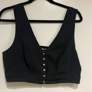 Madewell Softdrape Gwen Crop Vest Top in Still black SIZE 10